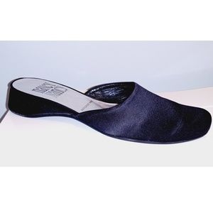 Nancy Nancy Black Satin Slides Flats Size 8.5